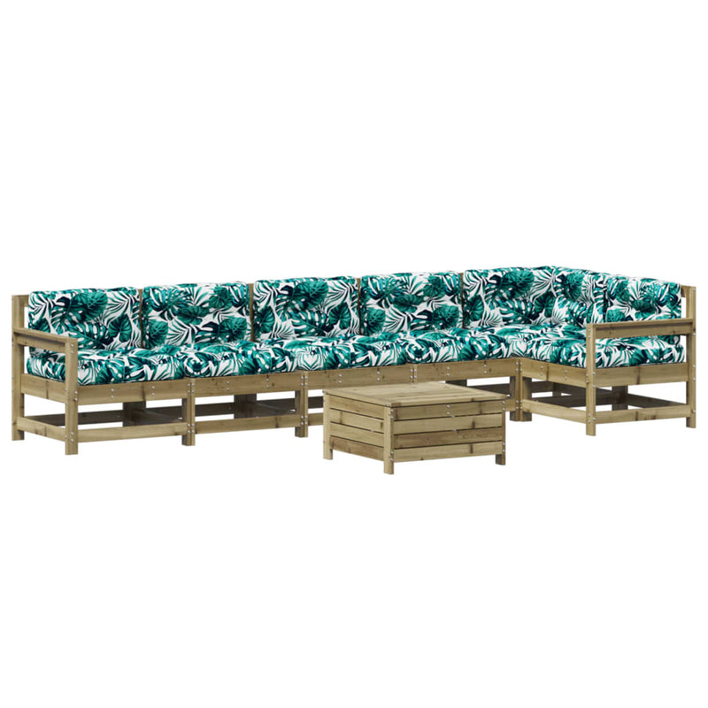 7-delige Loungeset met kussens geïmpregneerd grenenhout