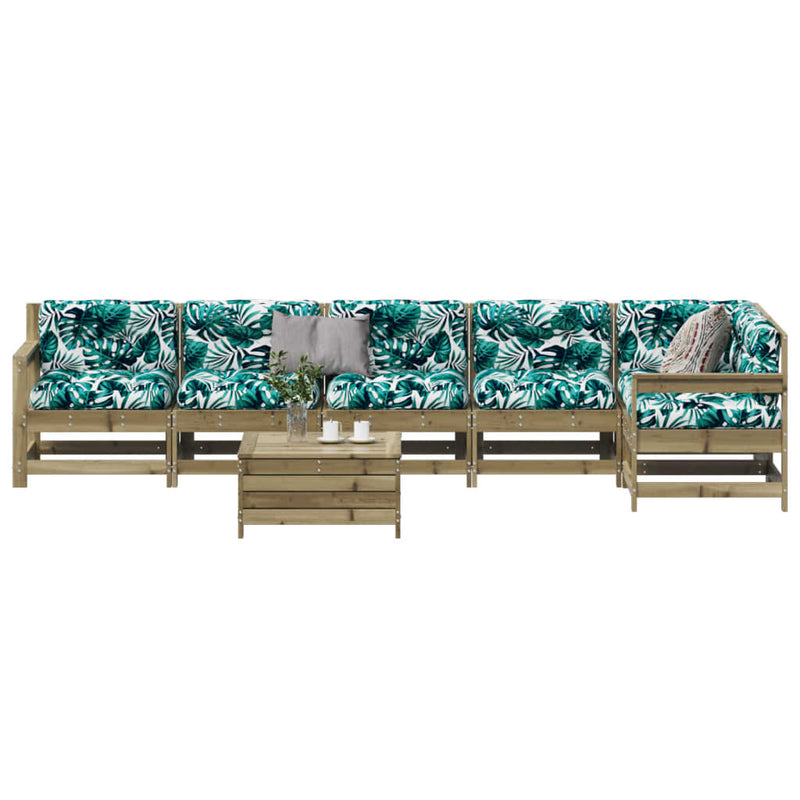 7-delige Loungeset met kussens geïmpregneerd grenenhout