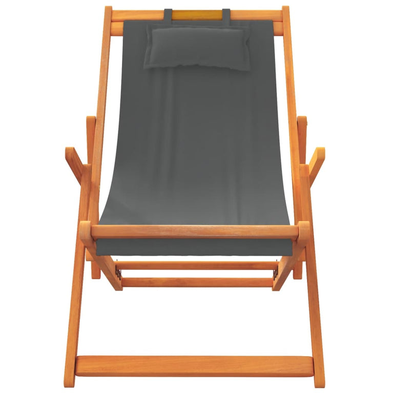 Strandstoelen 2 st inklapbaar stof grijs