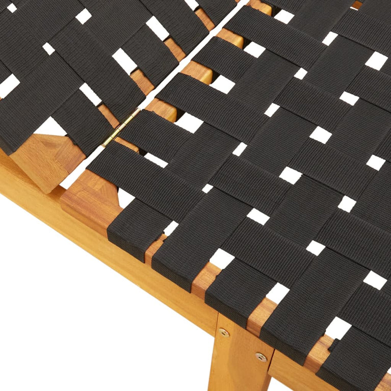 Ligbedden 2 st massief acaciahout en stof zwart