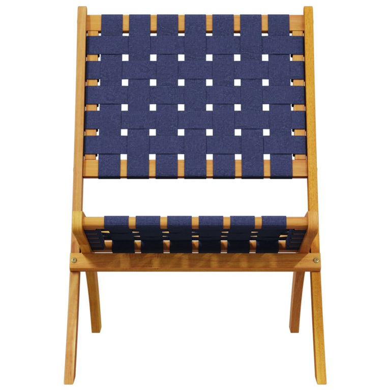 Tuinstoelen 2 st inklapbaar met tafel massief hout blauw