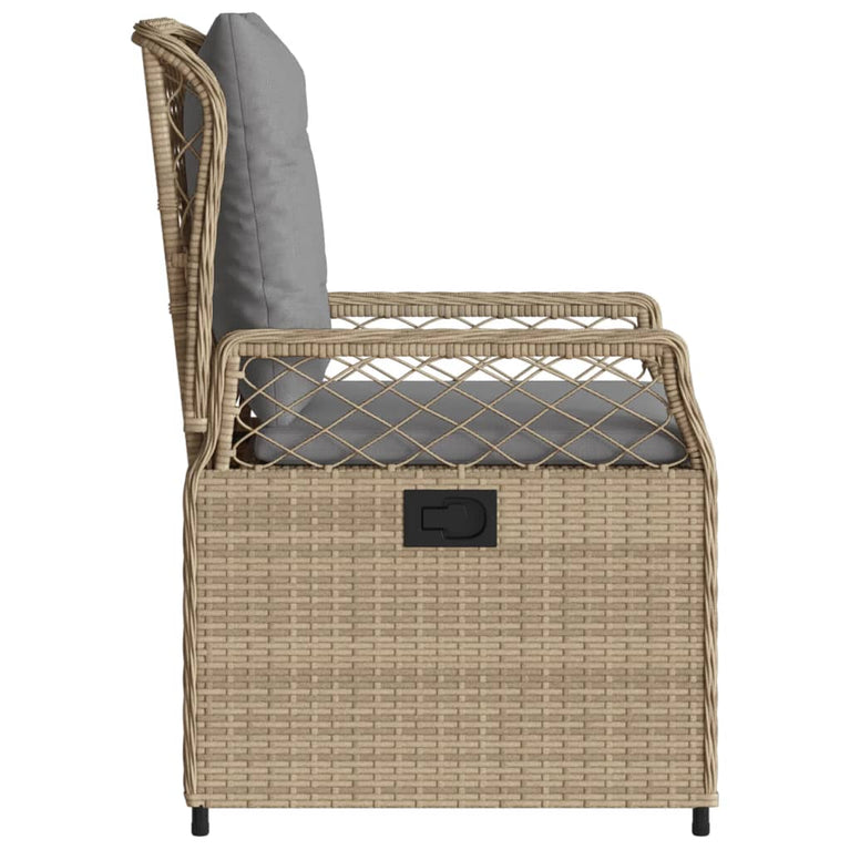 Tuinstoelen 2 st verstelbaar poly rattan beige