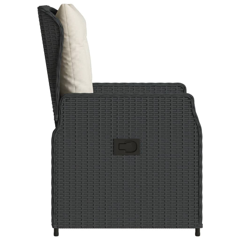 Tuinstoelen 2 st verstelbaar poly rattan zwart