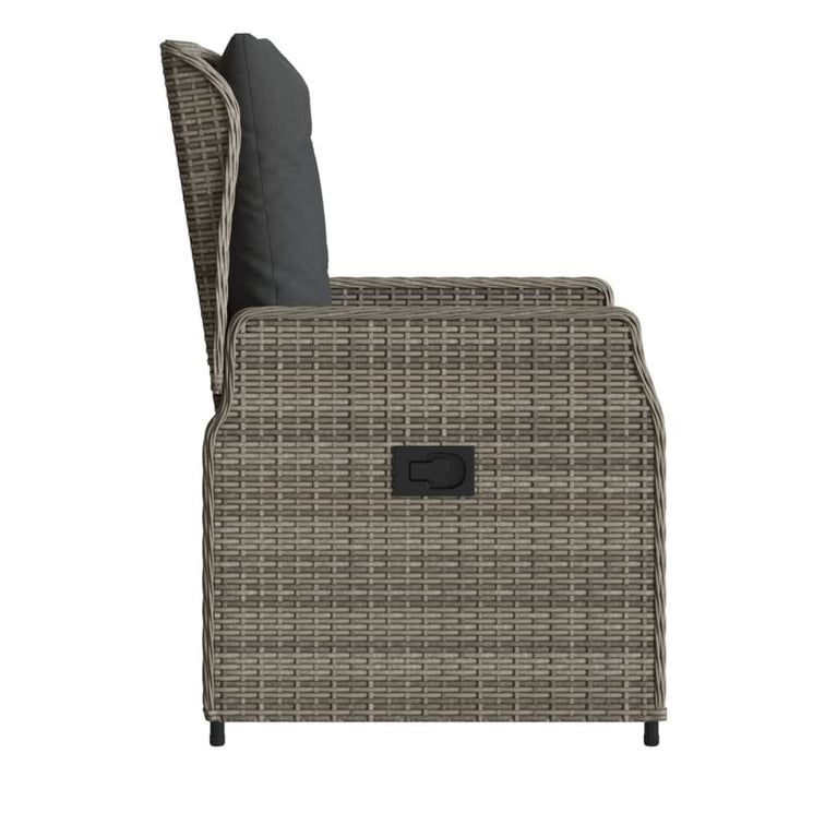 Tuinstoelen 2 st verstelbaar poly rattan grijs