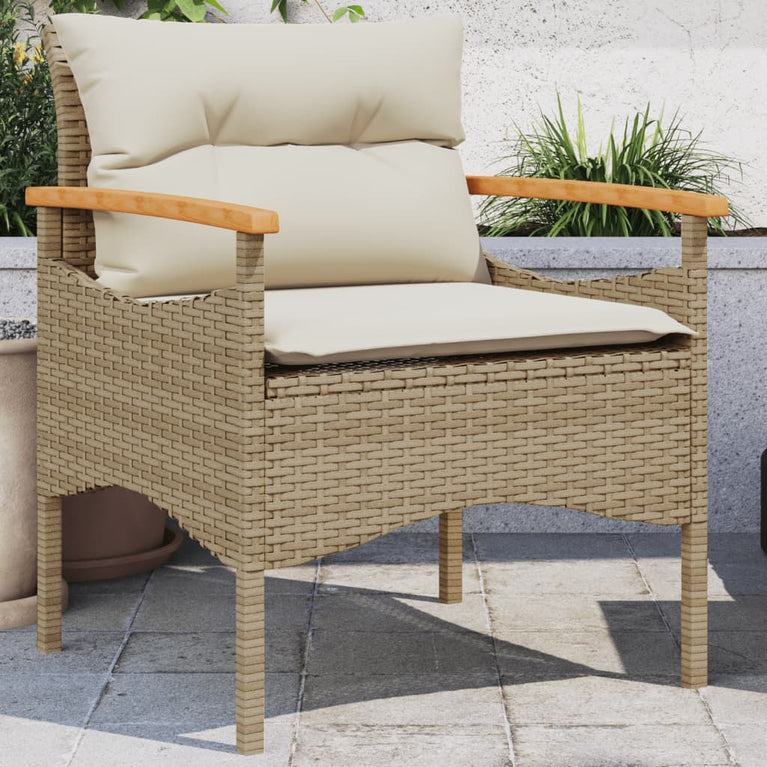 3-delige Loungeset met kussens poly rattan beige