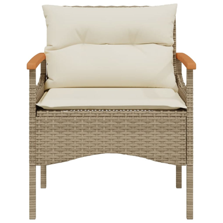 3-delige Loungeset met kussens poly rattan beige