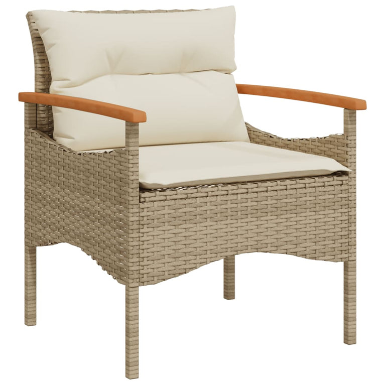 3-delige Loungeset met kussens poly rattan beige