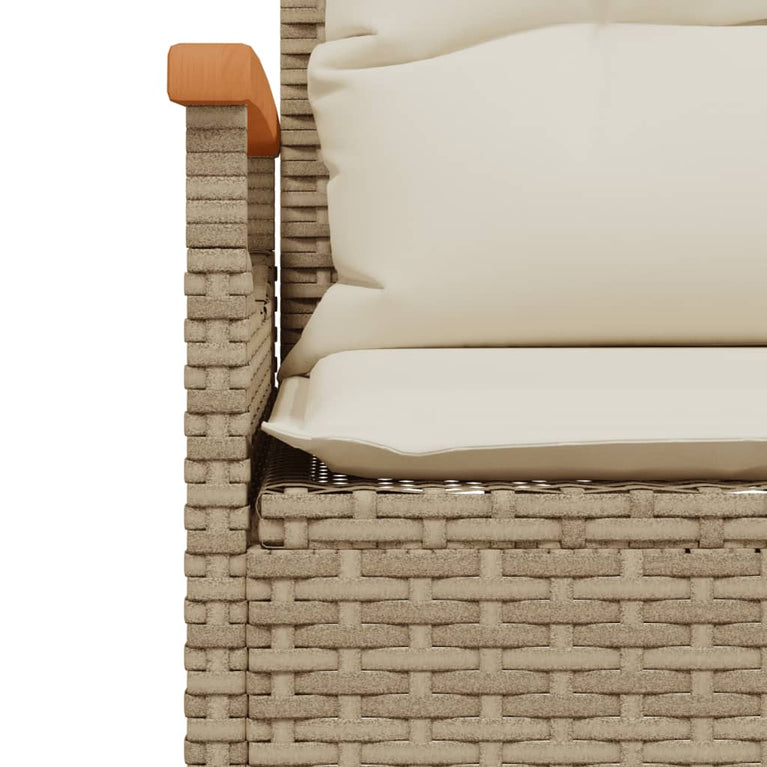 3-delige Loungeset met kussens poly rattan beige