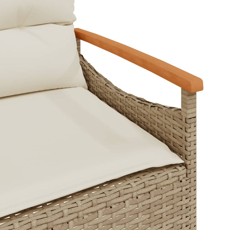 3-delige Loungeset met kussens poly rattan beige