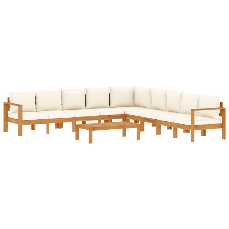 6-delige Loungeset met kussens massief acaciahout