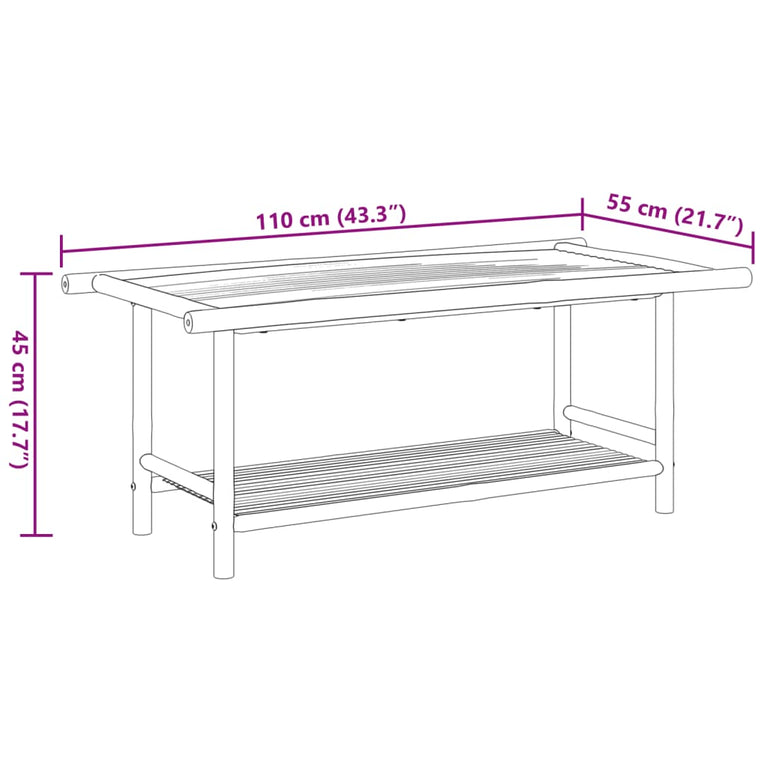 Salontafel 110x55x45 cm bamboe