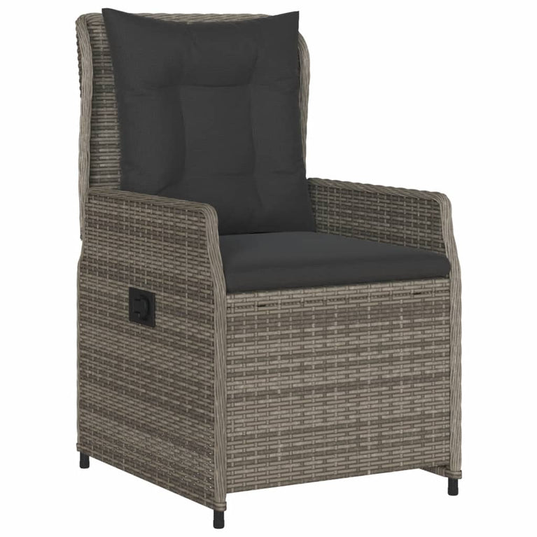 3-delige Bistroset met kussens poly rattan grijs