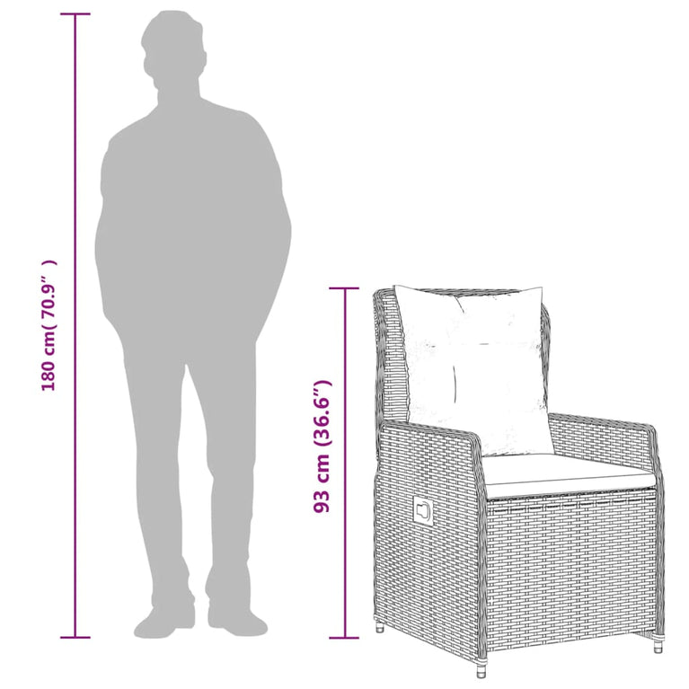 9-delige Tuinset met kussens poly rattan grijs