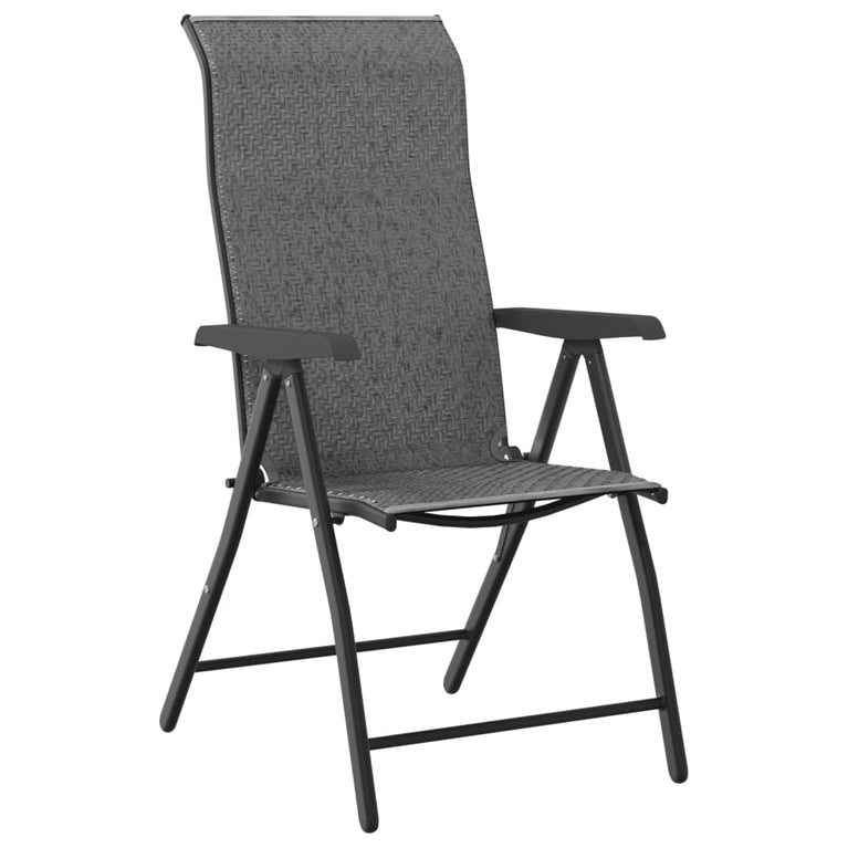 Tuinstoelen 4 st inklapbaar poly rattan grijs