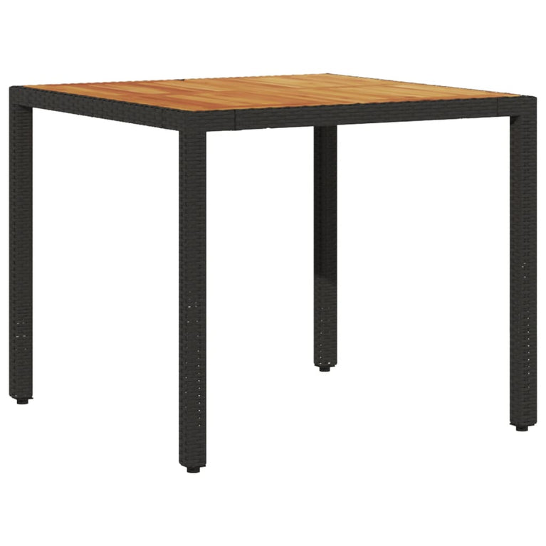 3-delige Tuinset met kussens poly rattan en acaciahout zwart