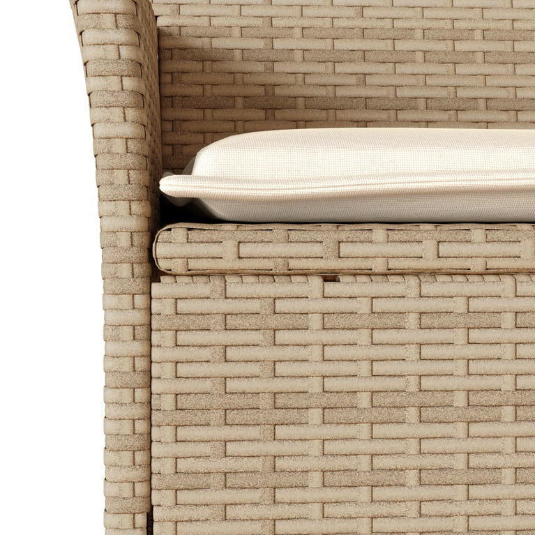 9-delige Tuinset met kussens poly rattan en acaciahout beige