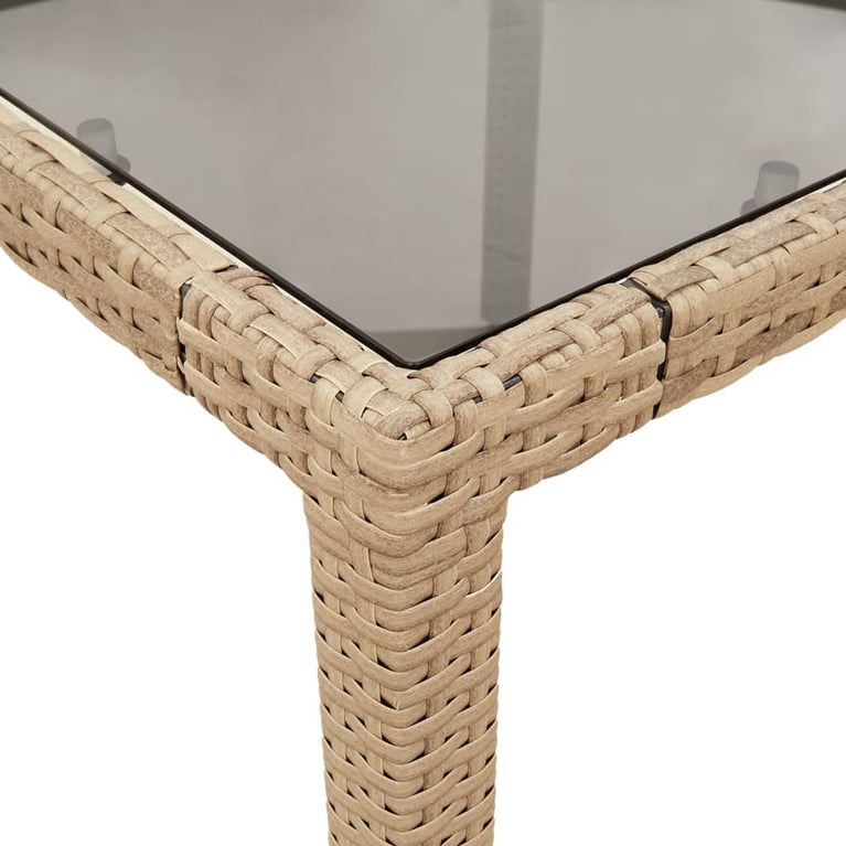 7-delige Tuinset met kussens poly rattan en glas beige