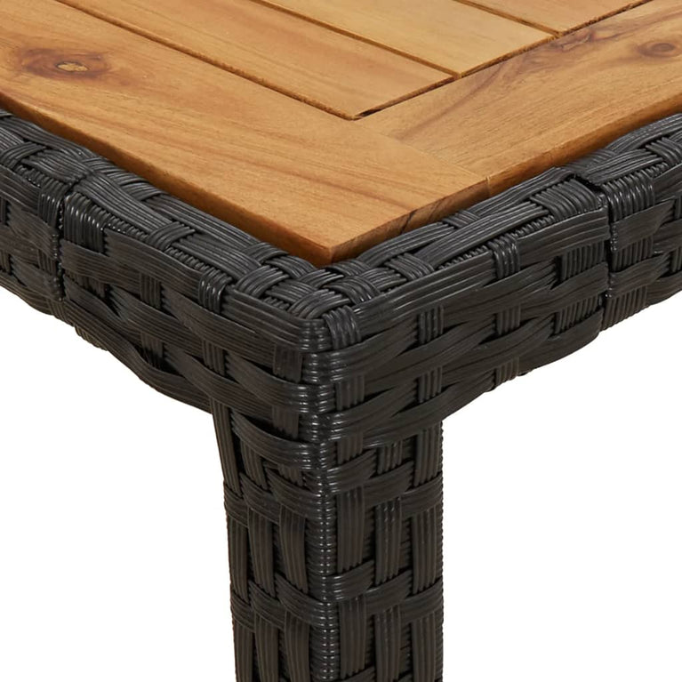3-delige Tuinset met kussens poly rattan en acaciahout zwart