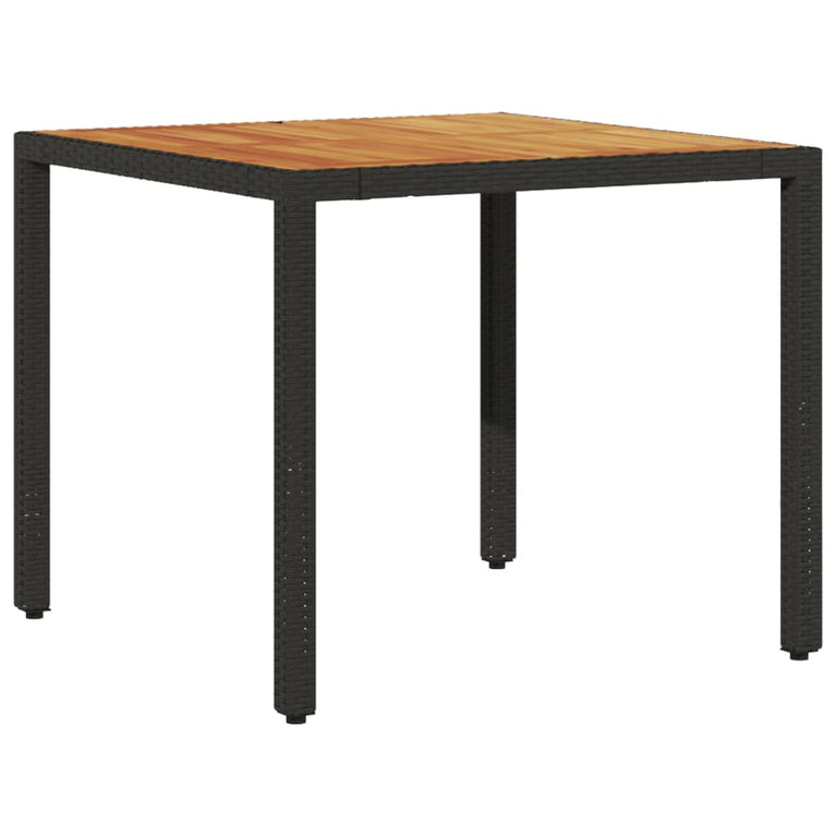 3-delige Tuinset met kussens poly rattan en acaciahout zwart