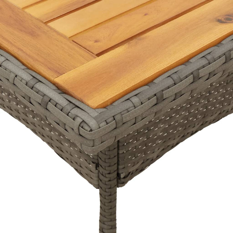 3-delige Tuinset met kussens poly rattan en acaciahout grijs