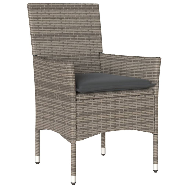 3-delige Tuinset met kussens poly rattan en acaciahout grijs