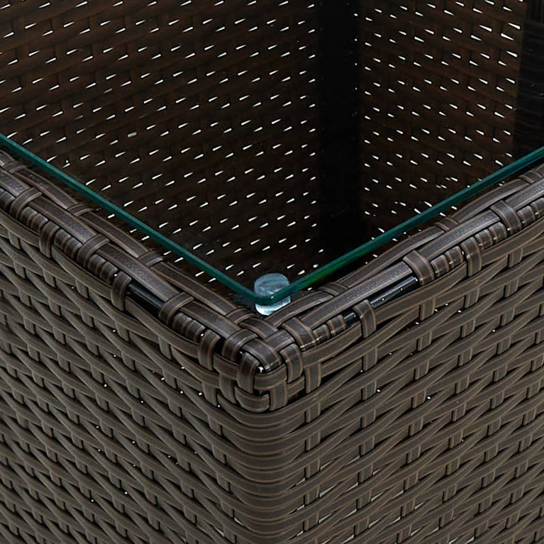3-delige Bistroset met kussens poly rattan en glas bruin