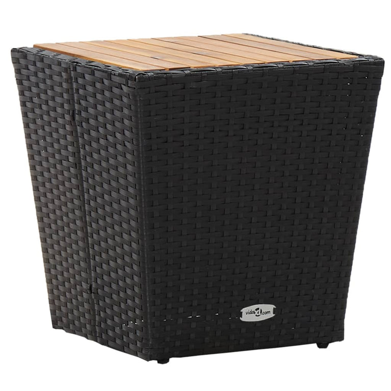 3-delige Bistroset met kussens poly rattan en glas zwart