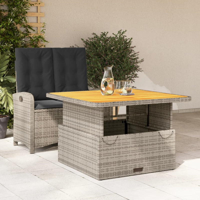2-delige Tuinset met kussens poly rattan grijs
