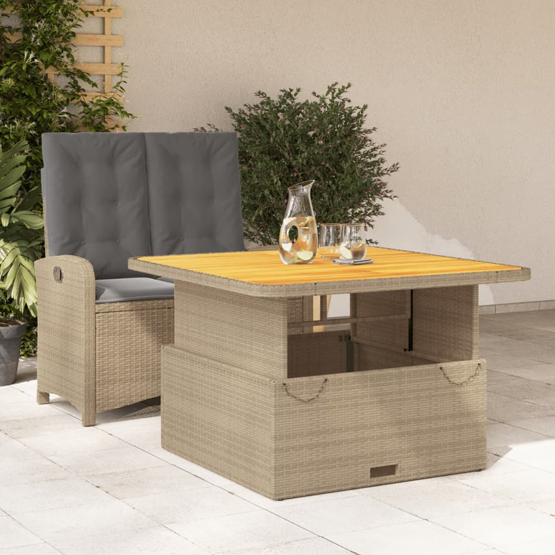 2-delige Tuinset met kussens poly rattan beige