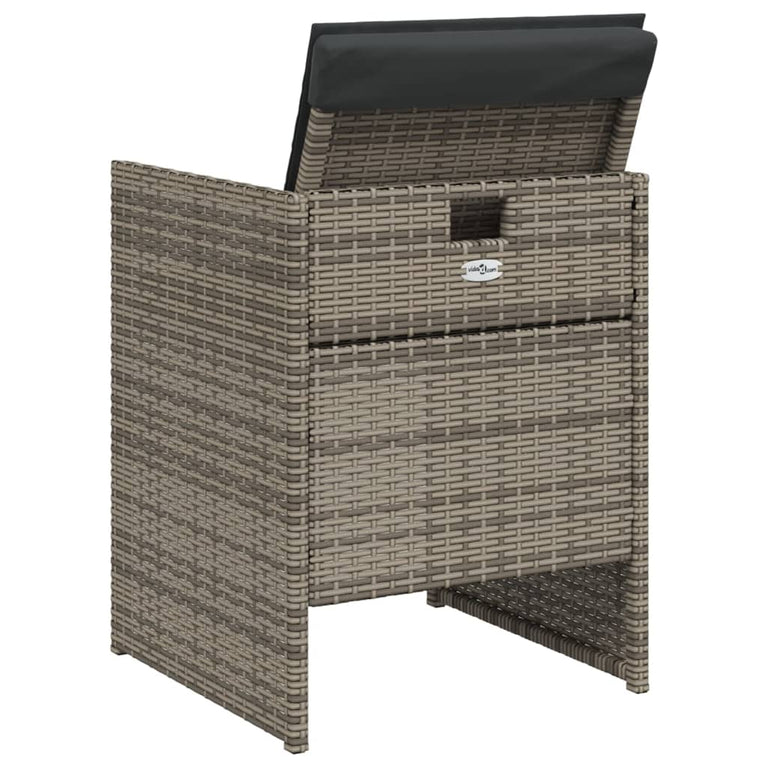 Tuinstoelen 4 st met kussens poly rattan grijs