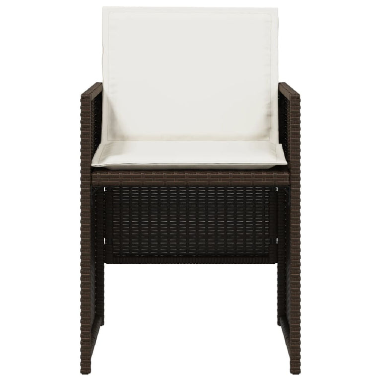 Tuinstoelen 4 st met kussens poly rattan bruin