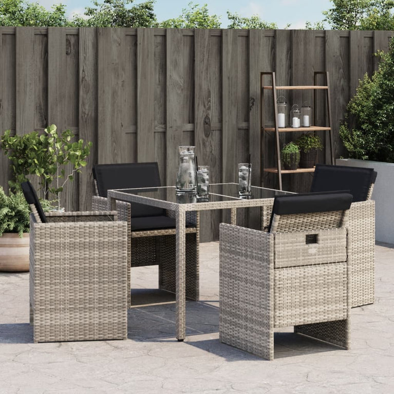 Tuinstoelen 4 st met kussens poly rattan lichtgrijs
