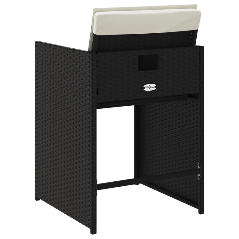 Tuinstoelen 4 st met kussens poly rattan zwart