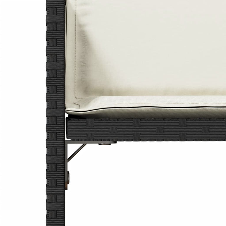 Tuinstoelen 4 st met kussens poly rattan zwart