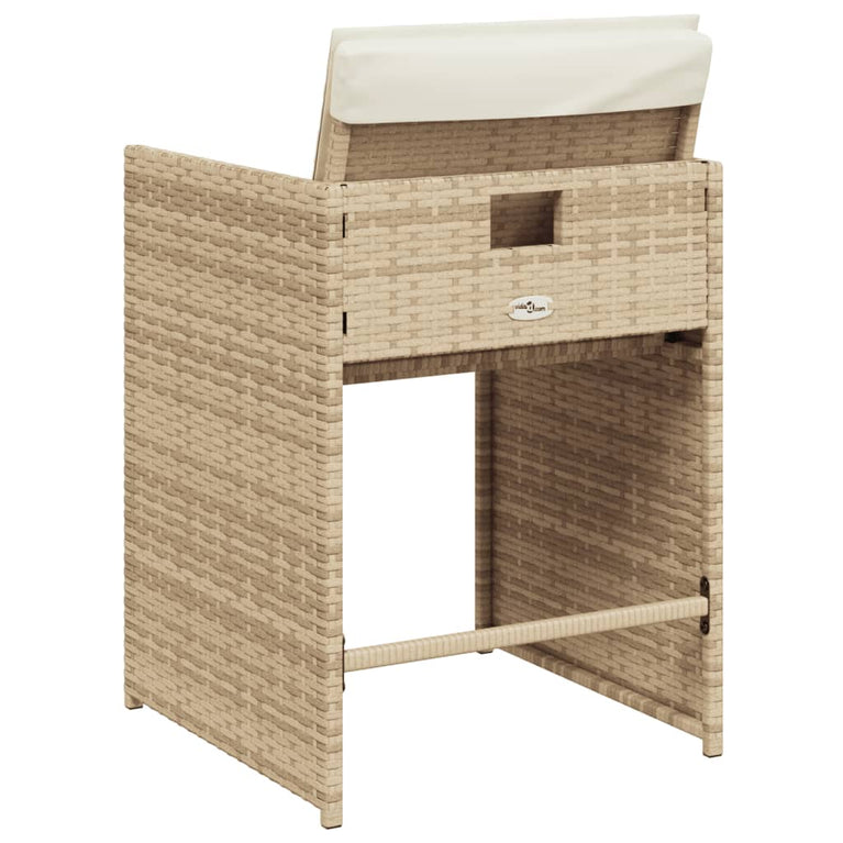 Tuinstoelen 4 st met kussens poly rattan beige