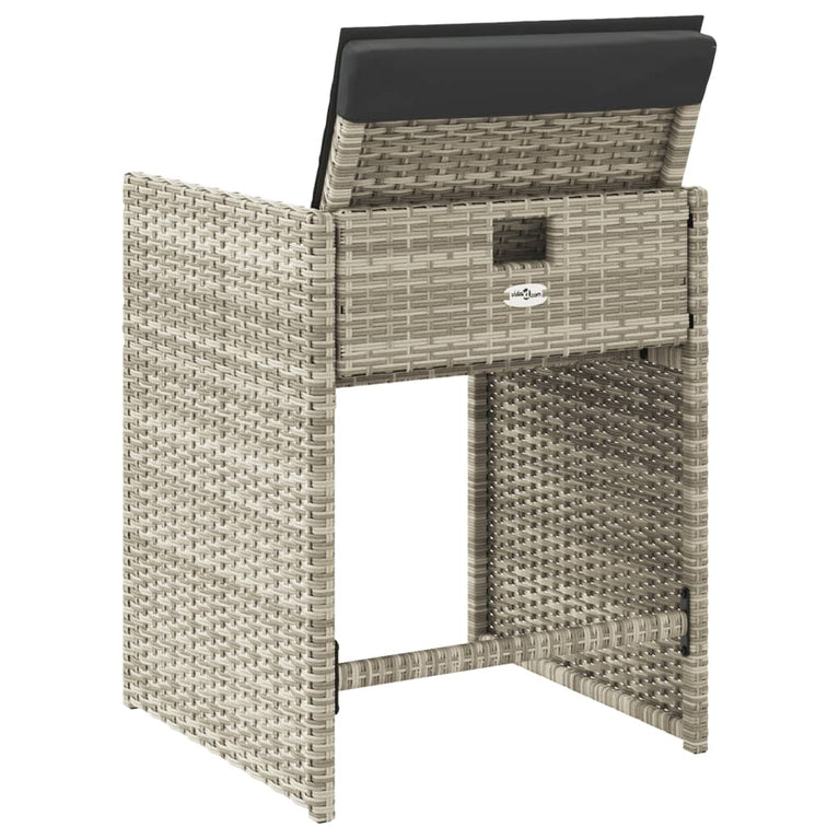 Tuinstoelen 4 st met kussens poly rattan lichtgrijs