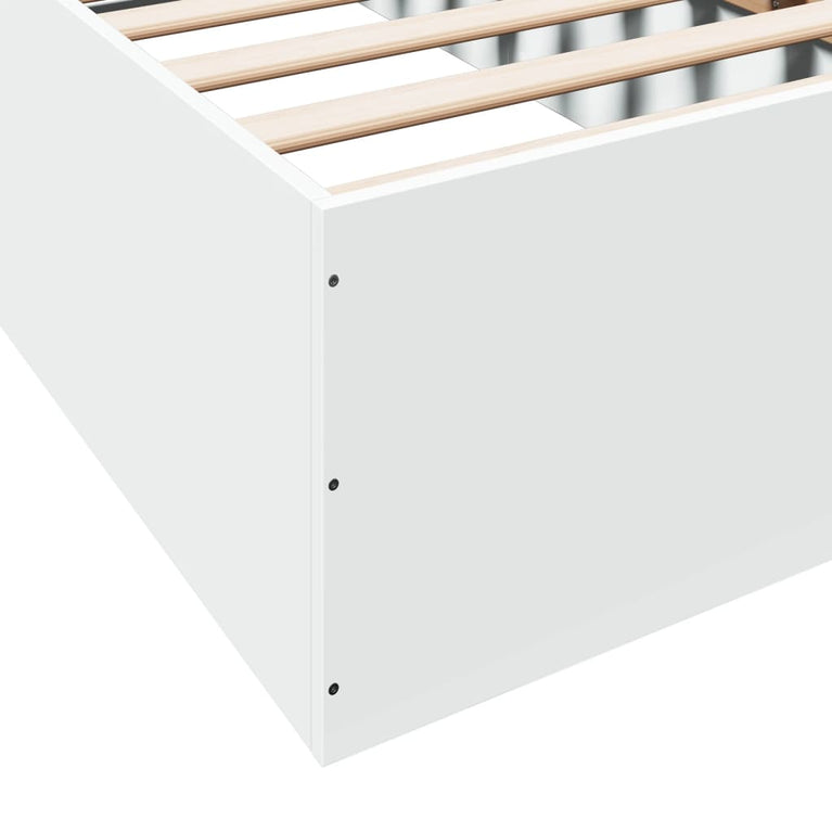 Bedframe bewerkt hout wit 75x190 cm