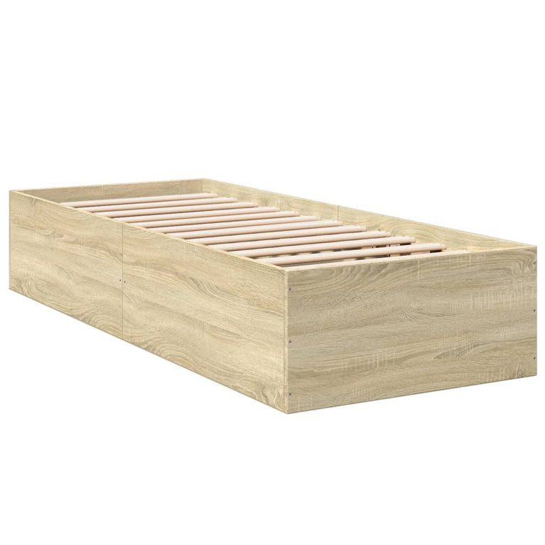 Bedframe bewerkt hout sonoma eikenkleurig 75x190 cm