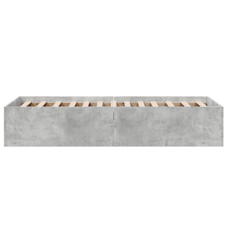 Bedframe bewerkt hout betongrijs 75x190 cm