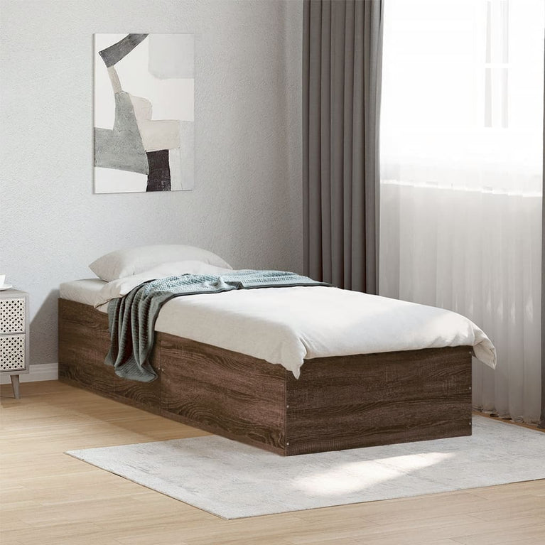 Bedframe bewerkt hout bruin eikenkleur 75x190 cm