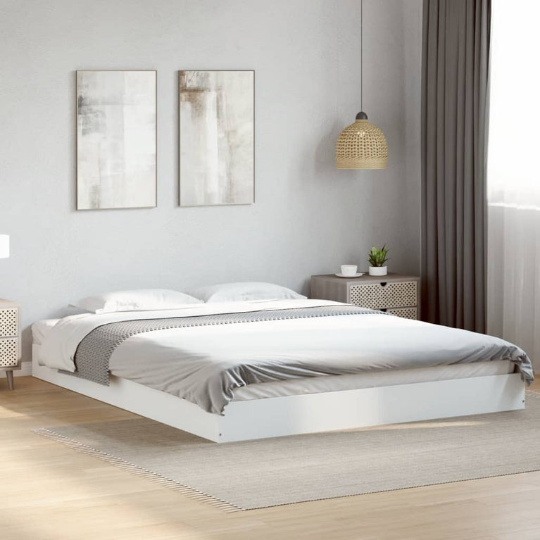 Bedframe bewerkt hout wit 160x200 cm