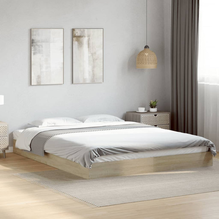 Bedframe bewerkt hout sonoma eikenkleurig 160x200 cm