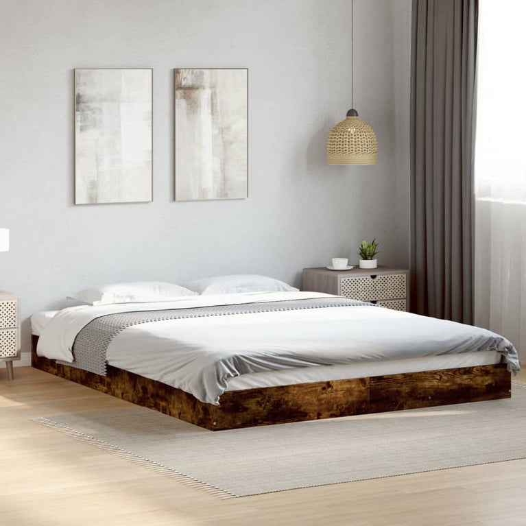 Bedframe bewerkt hout gerookt eikenkleurig 160x200 cm