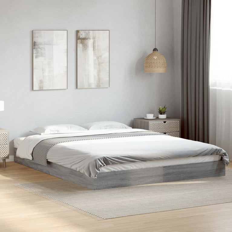 Bedframe bewerkt hout grijs sonoma eikenkleurig 160x200 cm