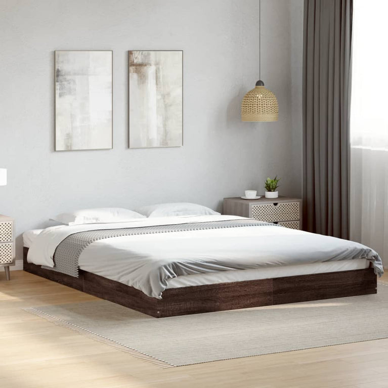 Bedframe bewerkt hout bruin eikenkleur 160x200 cm