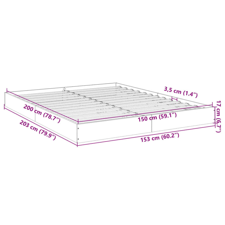 Bedframe bewerkt hout wit 150x200 cm