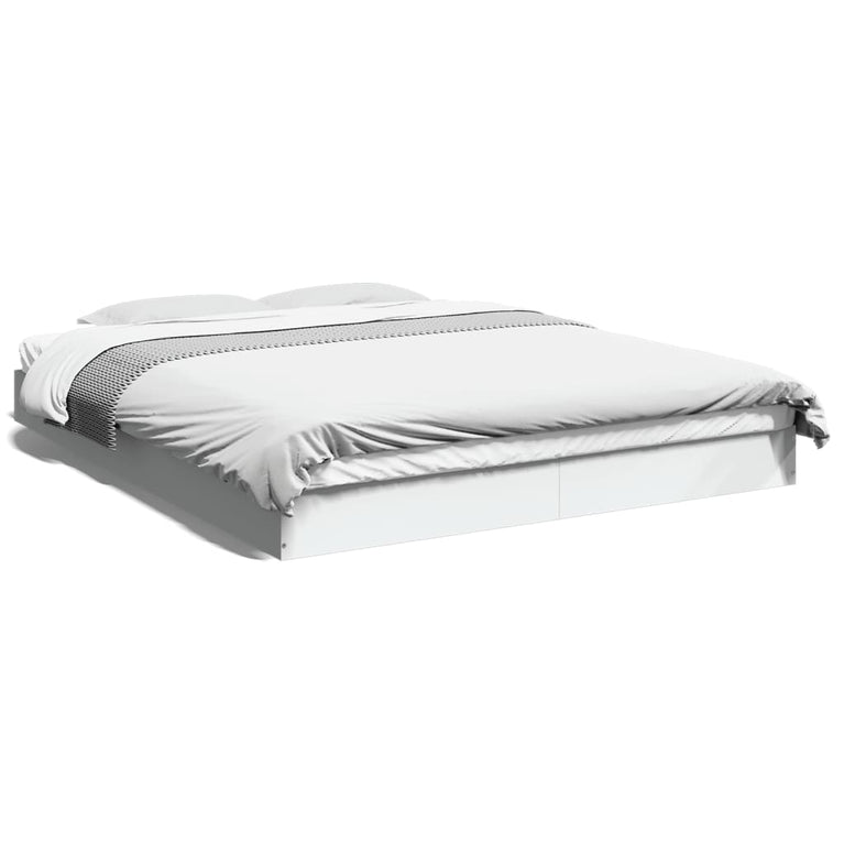 Bedframe bewerkt hout wit 150x200 cm
