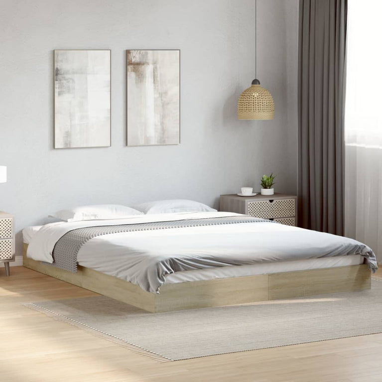 Bedframe bewerkt hout sonoma eikenkleurig 150x200 cm