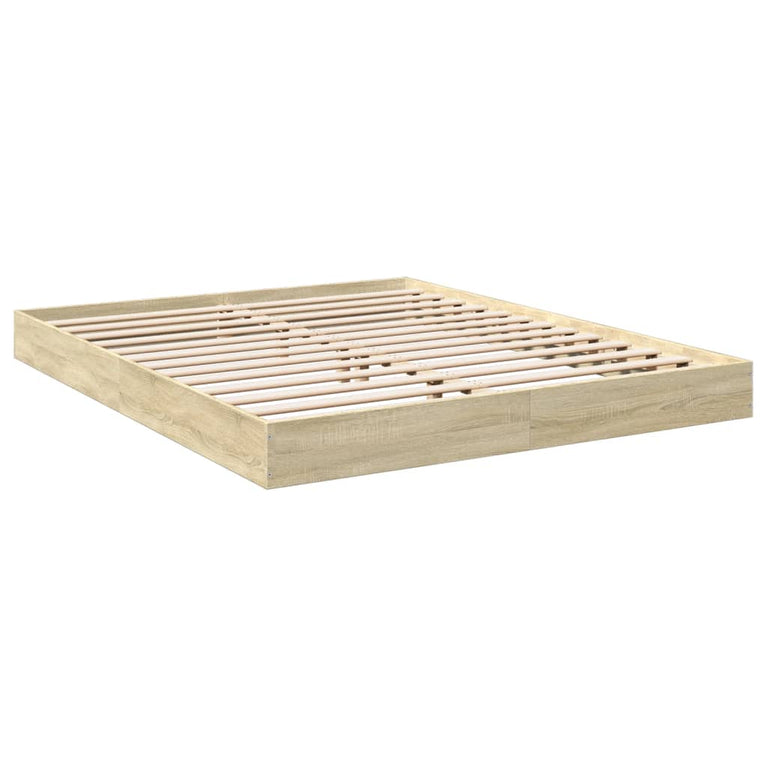 Bedframe bewerkt hout sonoma eikenkleurig 150x200 cm