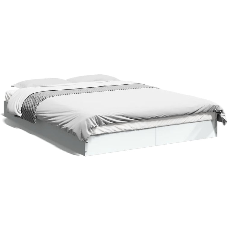 Bedframe bewerkt hout wit 140x200 cm